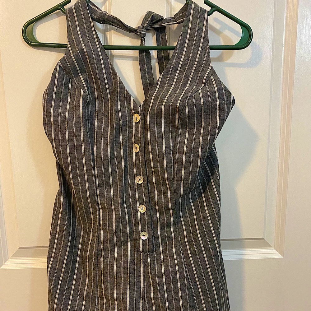 Halter Neck Pinstripe Romper